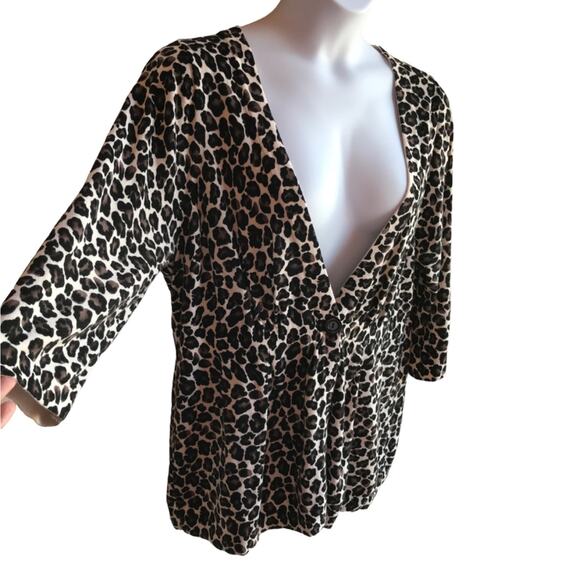 Fashion Bug Leopard Print One Botton Cardigan with Peplum size 22/24W(?) read - Picture 2 of 10